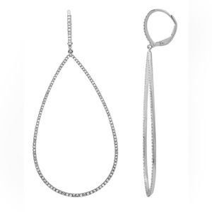 234 Shimmering Pavé Diamonds Approx .63 carat 14k White Gold Tear Drop Earrings